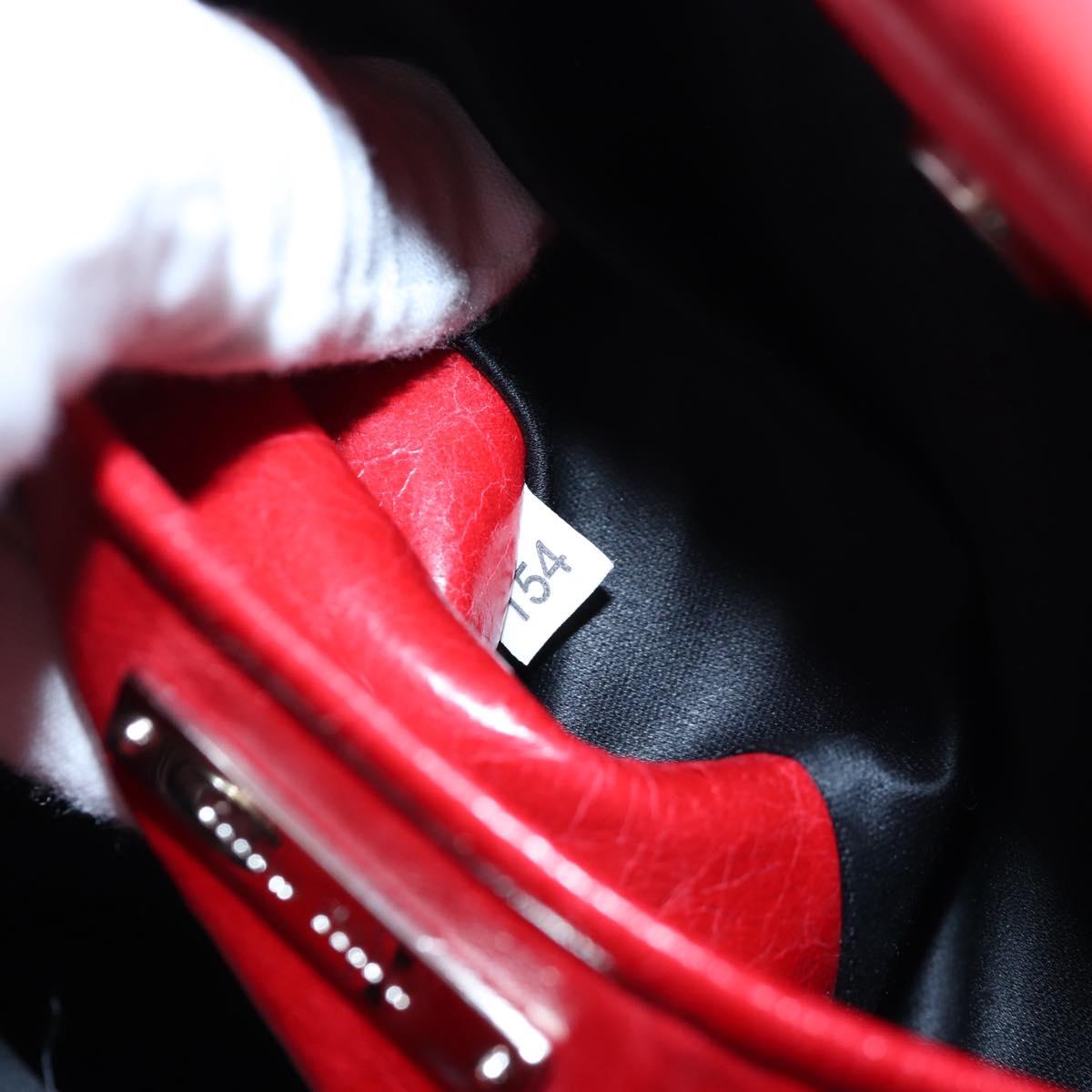 Miu Miu Hand Bag Leather 2way Red Silver Auth 167604SM