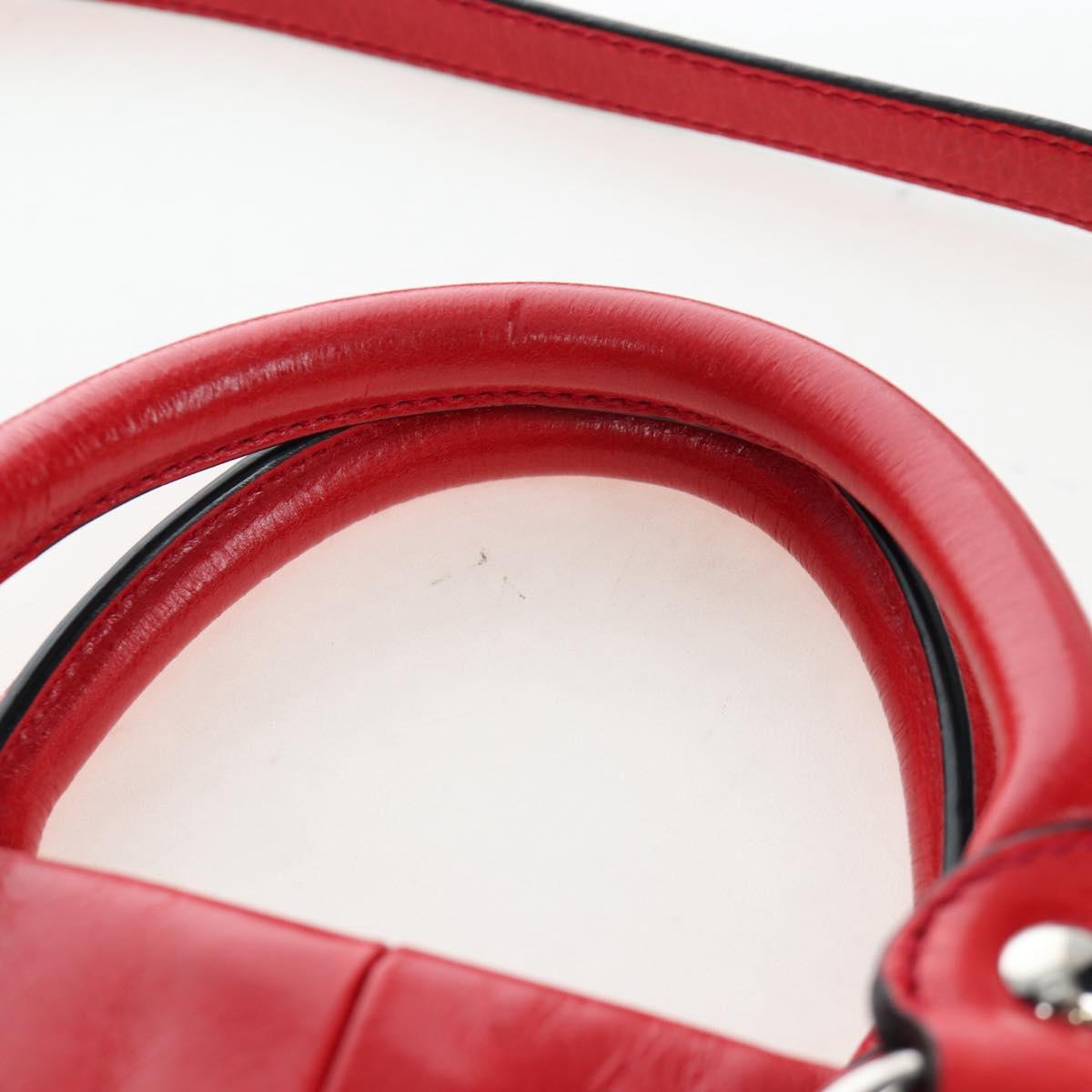 Miu Miu Hand Bag Leather 2way Red Silver Auth 167604SM
