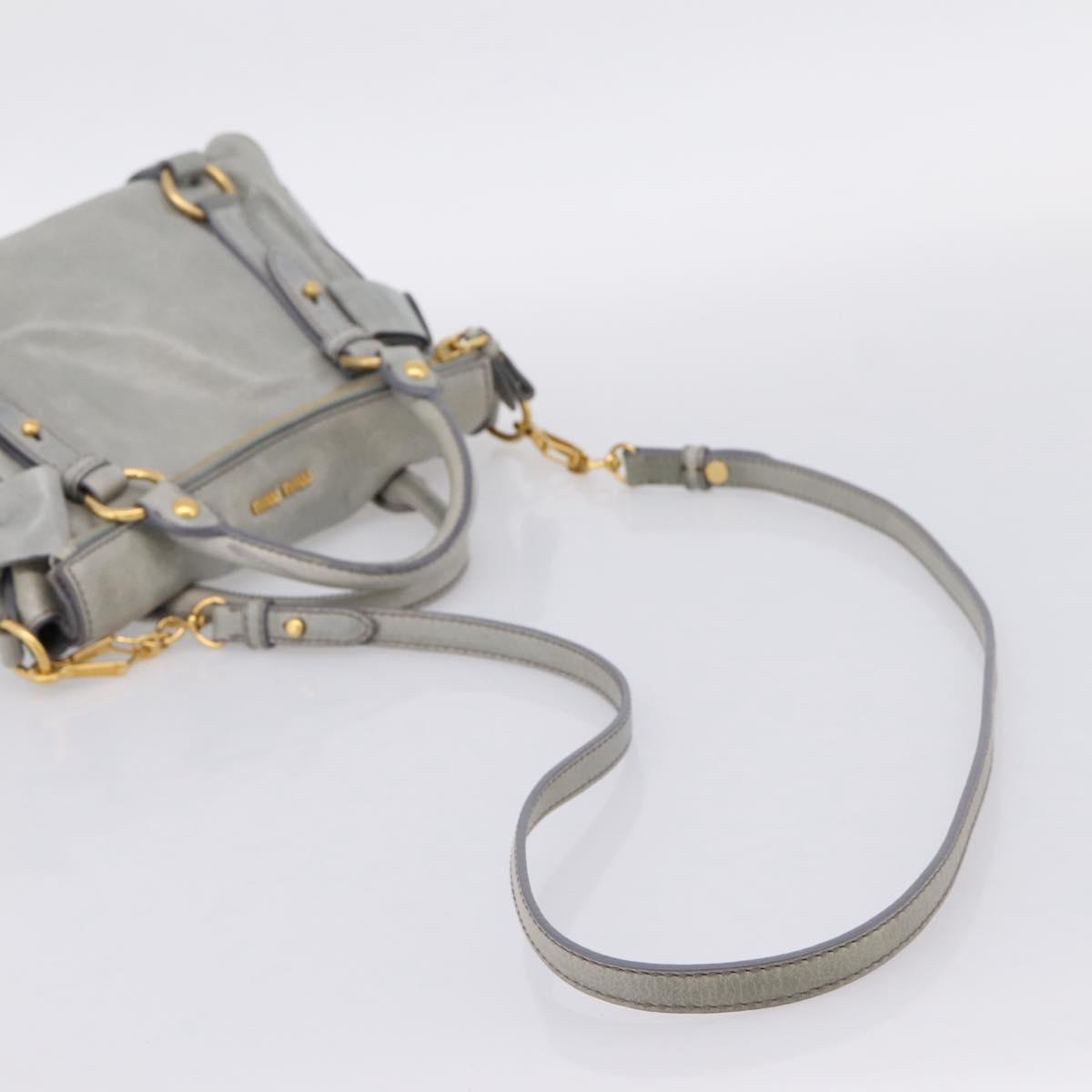 Miu Miu Hand Bag Leather 2way Gray Gold Tone Auth 167606M