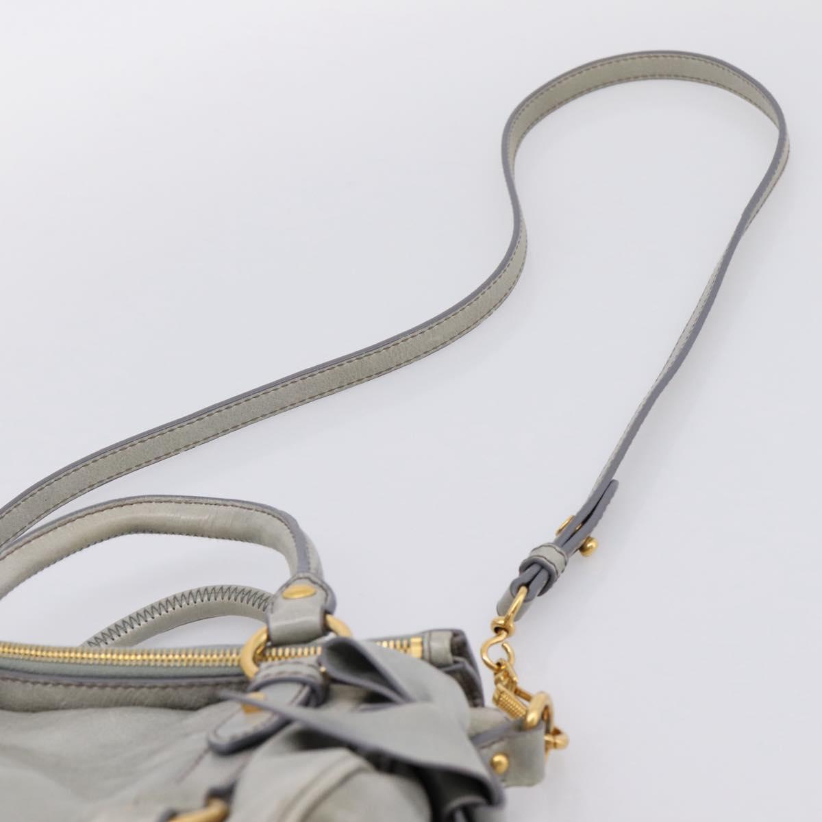 Miu Miu Hand Bag Leather 2way Gray Gold Tone Auth 167606M