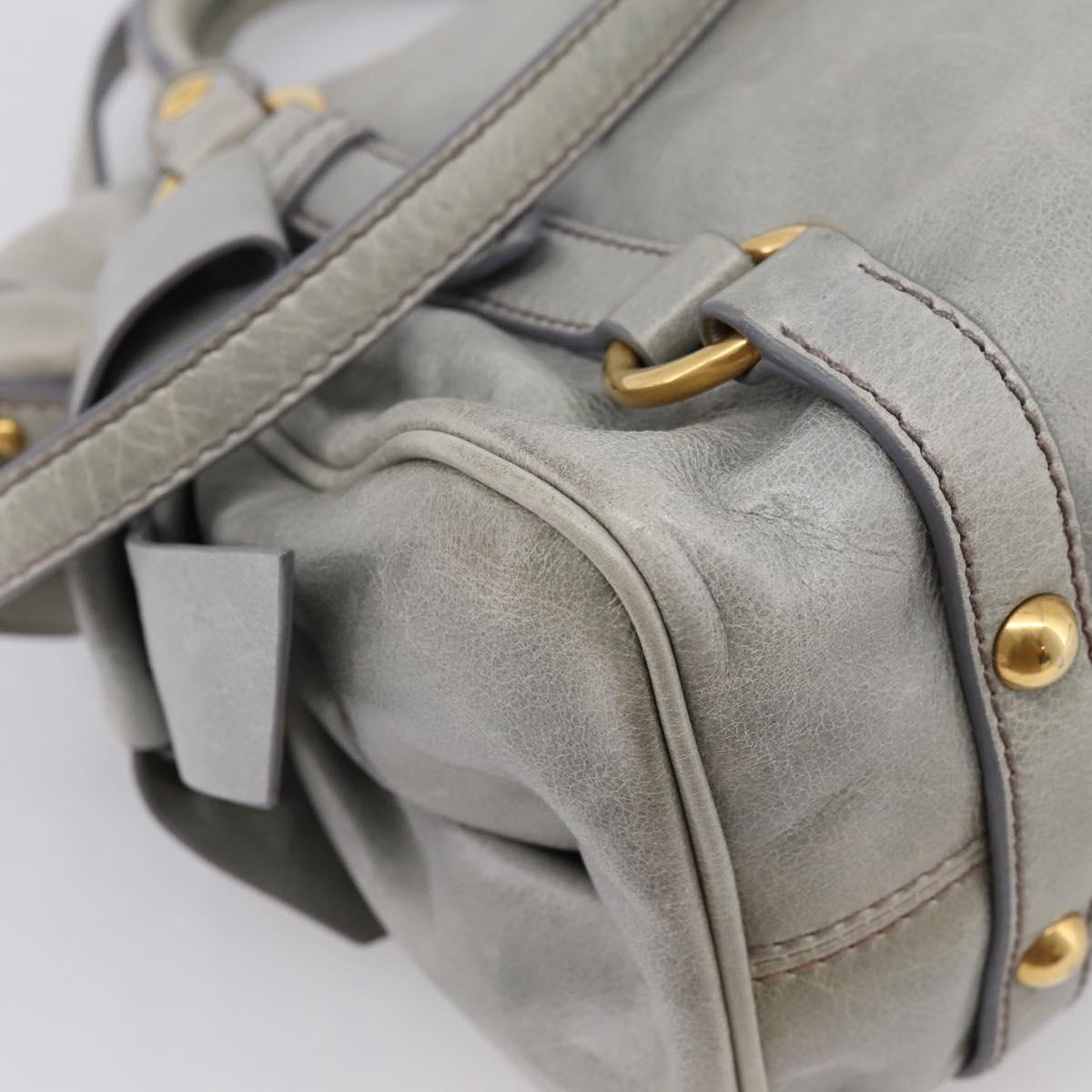 Miu Miu Hand Bag Leather 2way Gray Gold Tone Auth 167606M