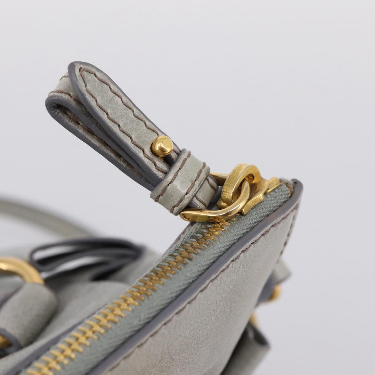 Miu Miu Hand Bag Leather 2way Gray Gold Tone Auth 167606M
