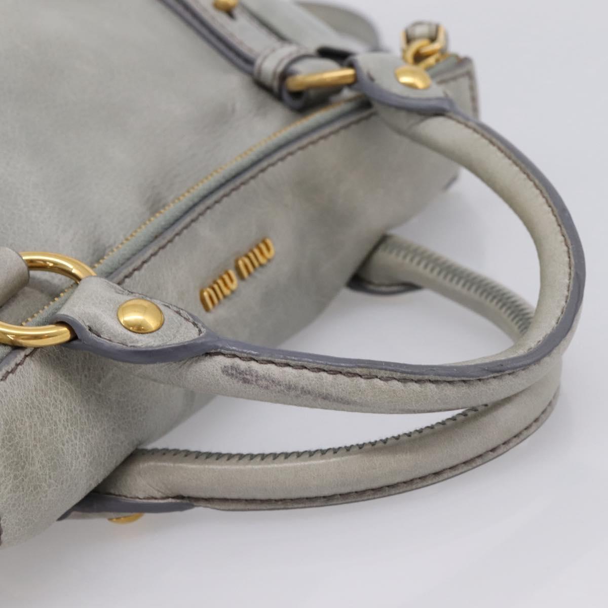 Miu Miu Hand Bag Leather 2way Gray Gold Tone Auth 167606M