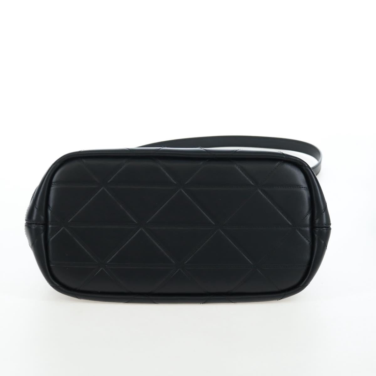 PRADA Hand Bag Leather 2way Black Gold Tone Auth 167607SM