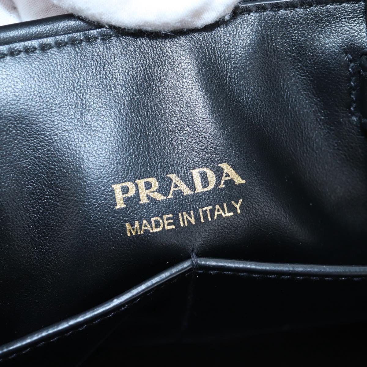 PRADA Hand Bag Leather 2way Black Gold Tone Auth 167607SM