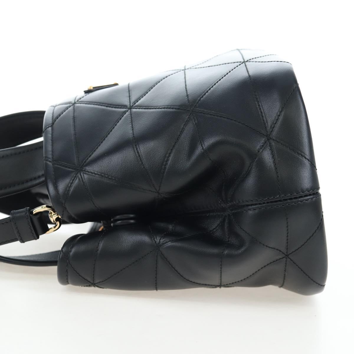 PRADA Hand Bag Leather 2way Black Gold Tone Auth 167607SM