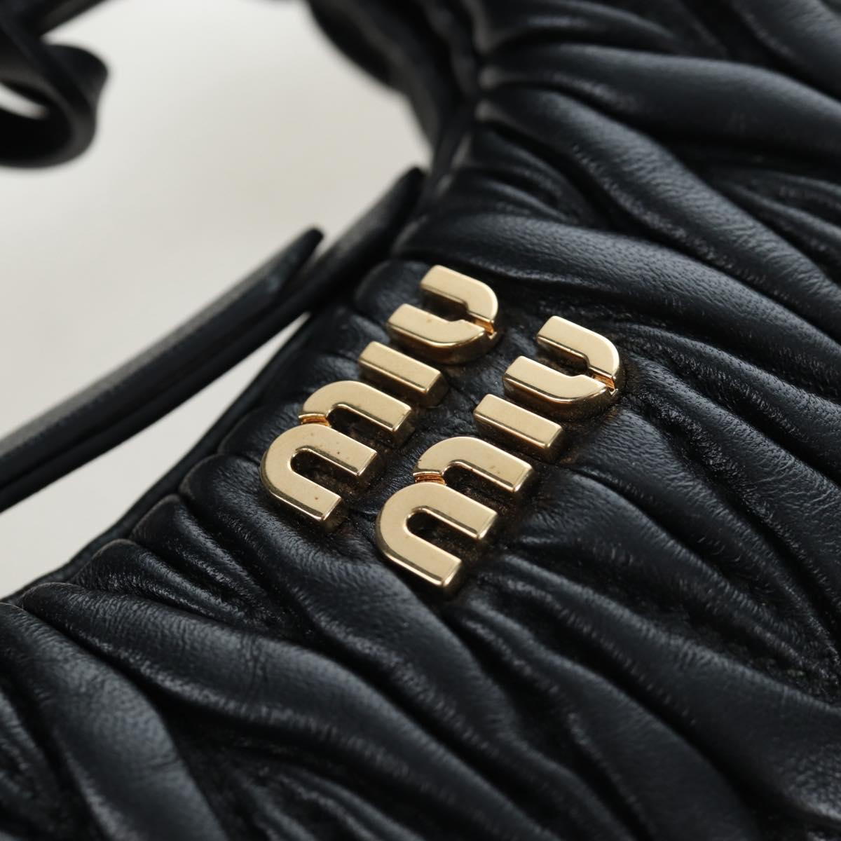Miu Miu Matelasse Hobo Hand Bag Leather 2way Black Gold Tone Auth 167609SAM
