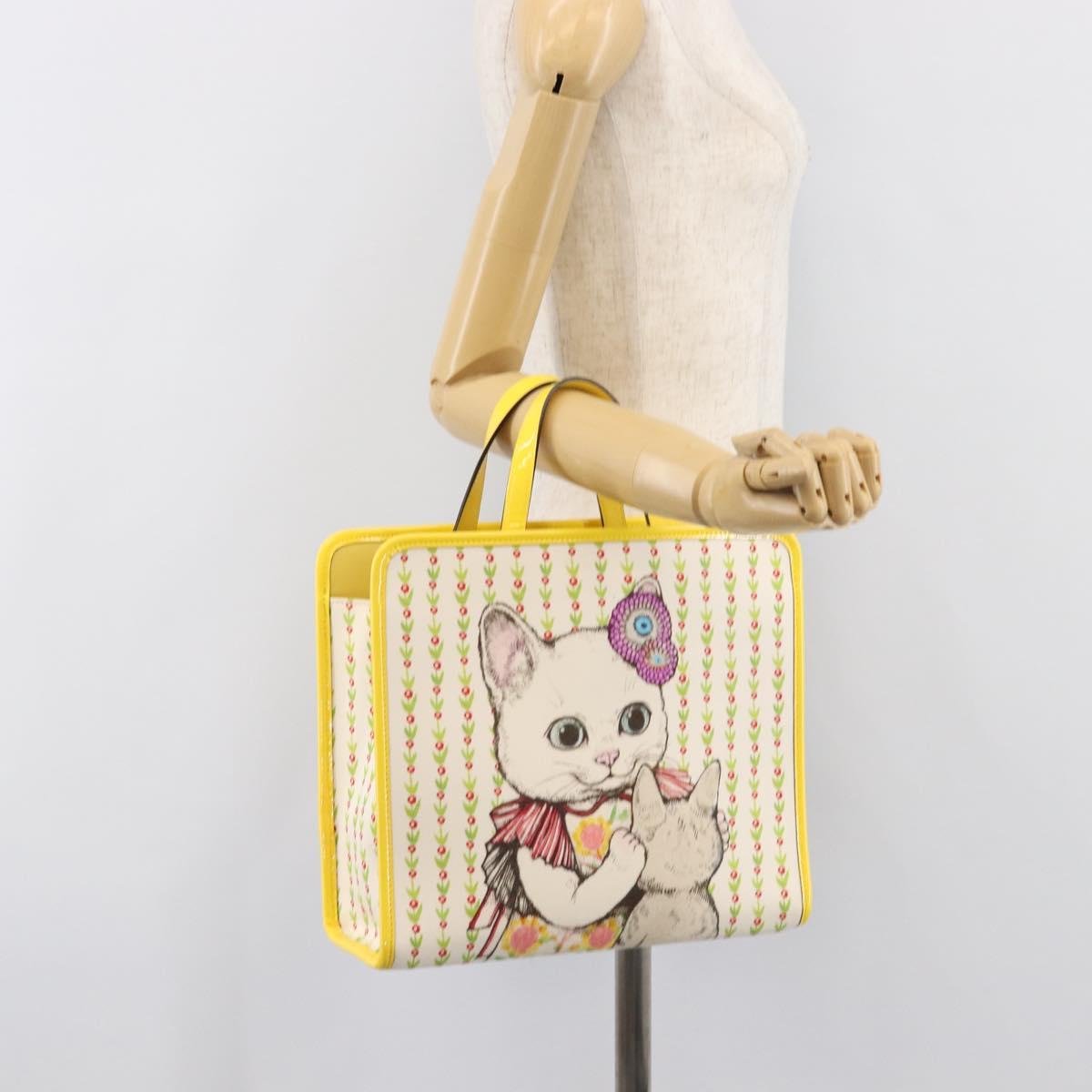 GUCCI Higuchi Yoko Tote Bag Cotton Yellow 605613 Auth 167610SAM
