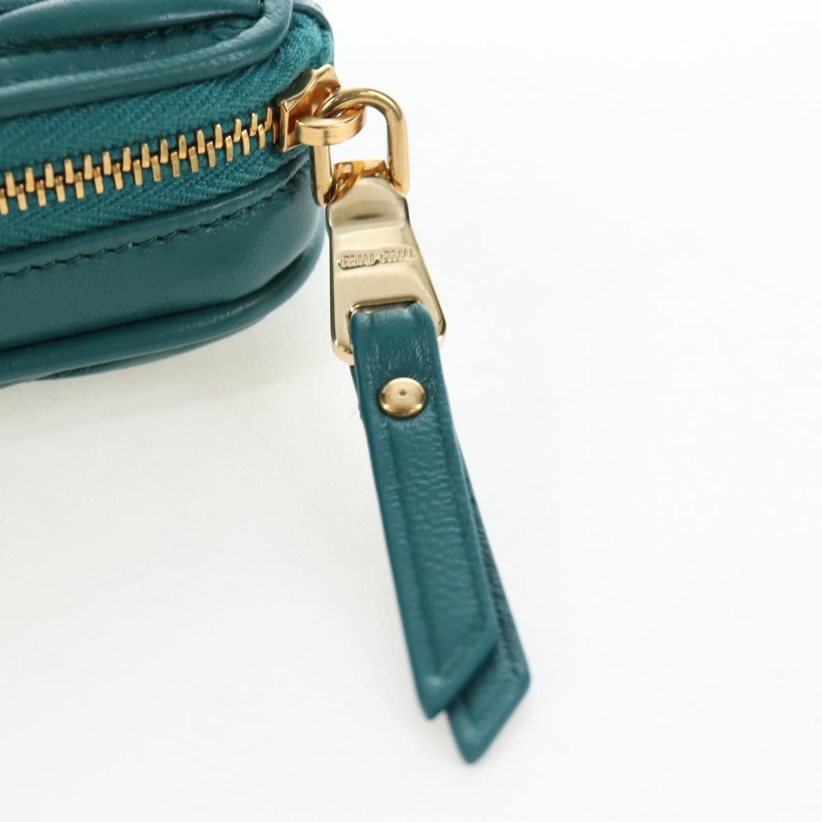 Miu Miu Matelasse Neck Mini Pouch Leather Green Gold Tone Auth 167613M