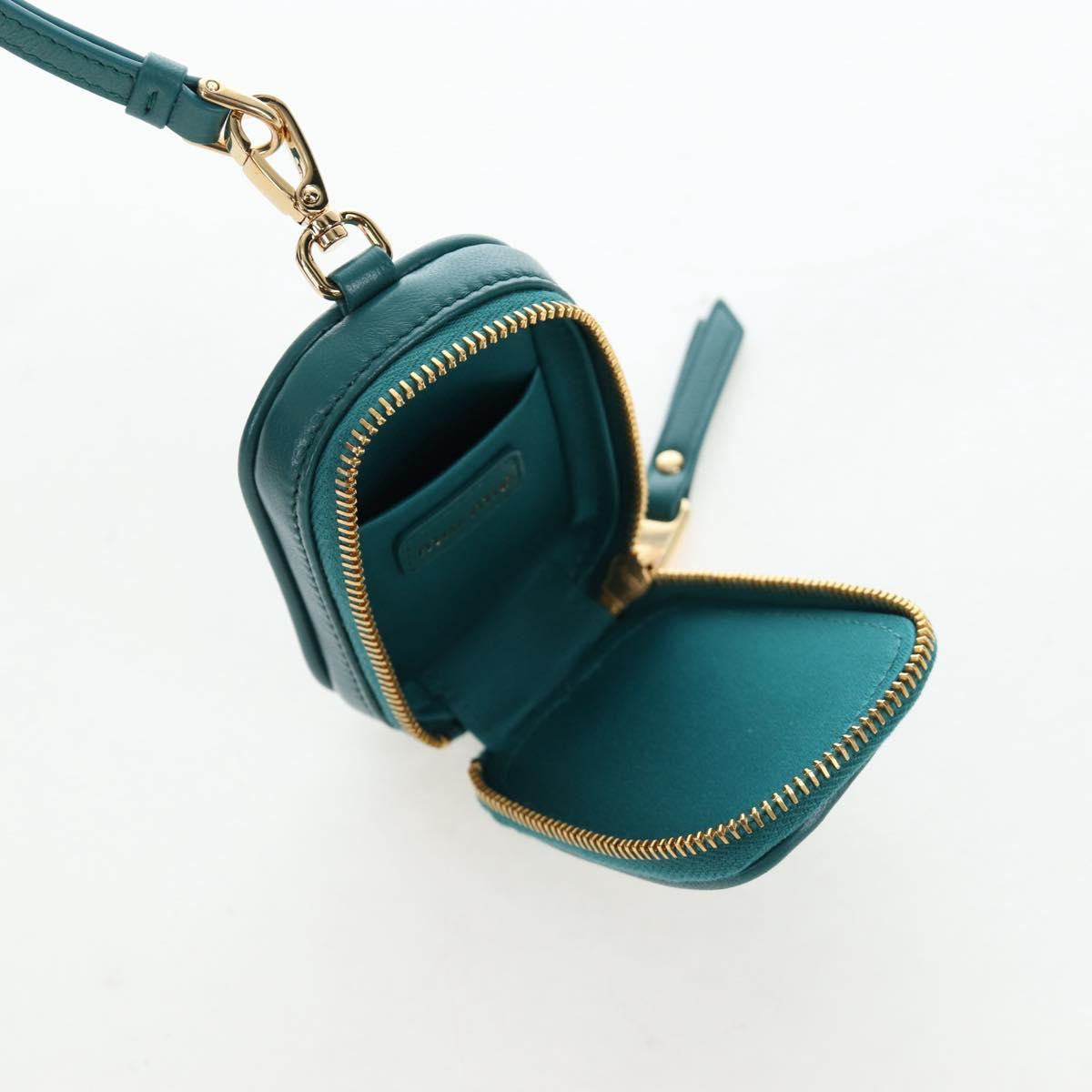 Miu Miu Matelasse Neck Mini Pouch Leather Green Gold Tone Auth 167613M