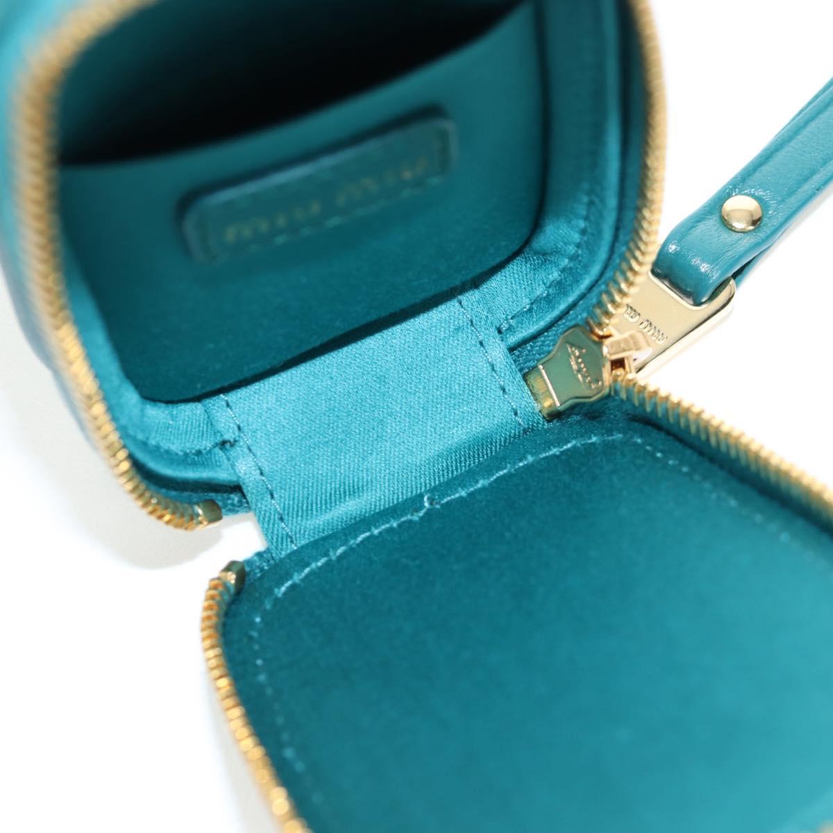 Miu Miu Matelasse Neck Mini Pouch Leather Green Gold Tone Auth 167613M