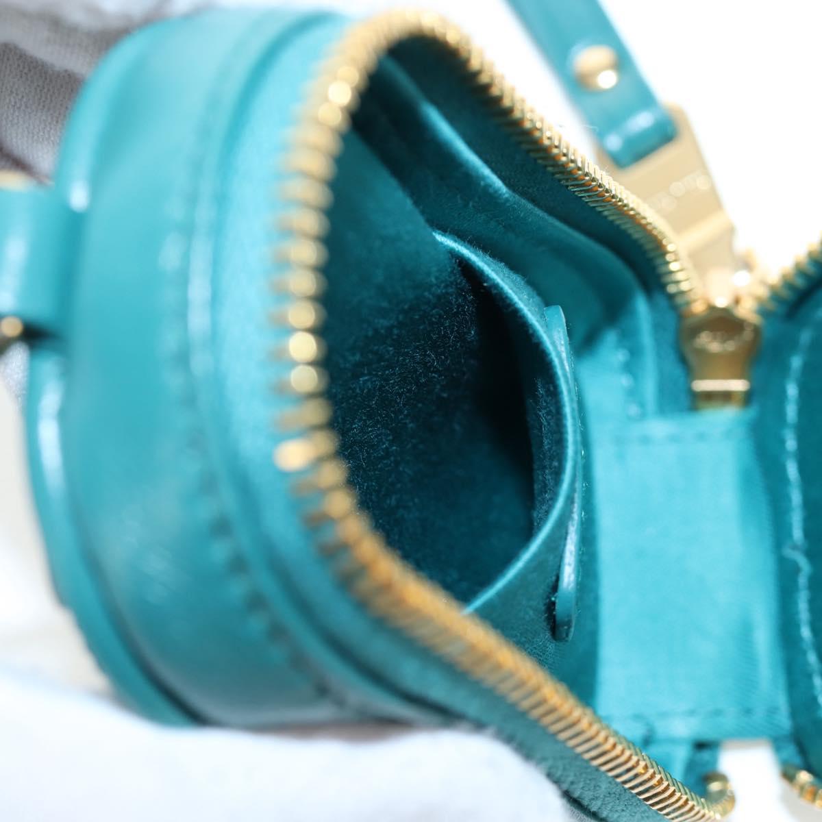 Miu Miu Matelasse Neck Mini Pouch Leather Green Gold Tone Auth 167613M