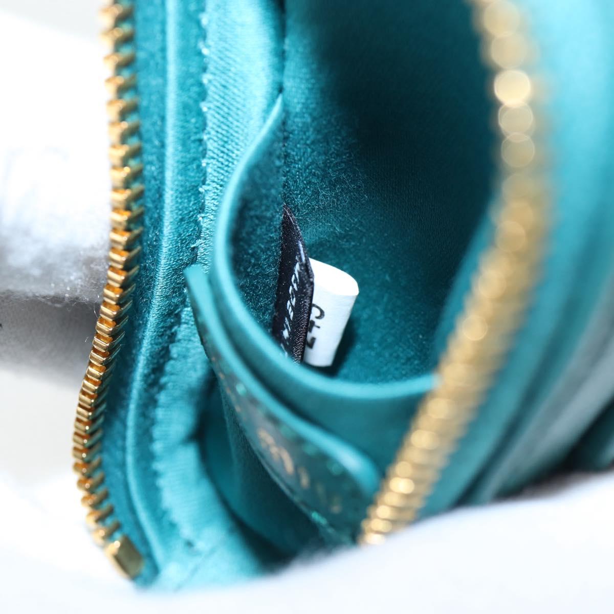 Miu Miu Matelasse Neck Mini Pouch Leather Green Gold Tone Auth 167613M