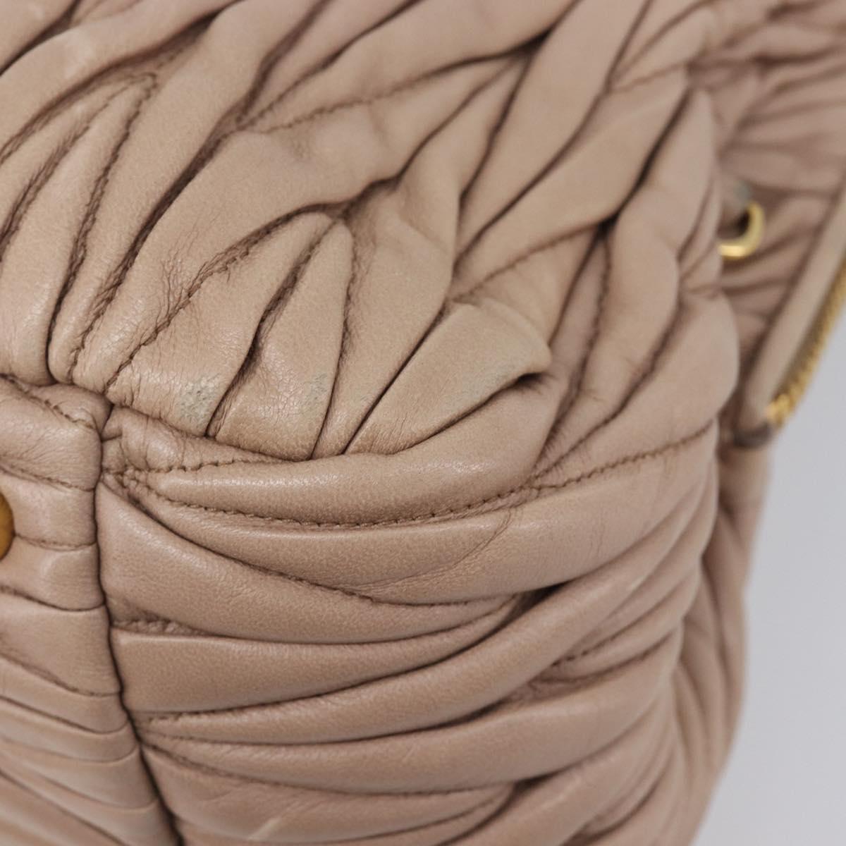 Miu Miu Matelasse Hand Bag Leather 2way Beige Gold Tone Auth 167614M
