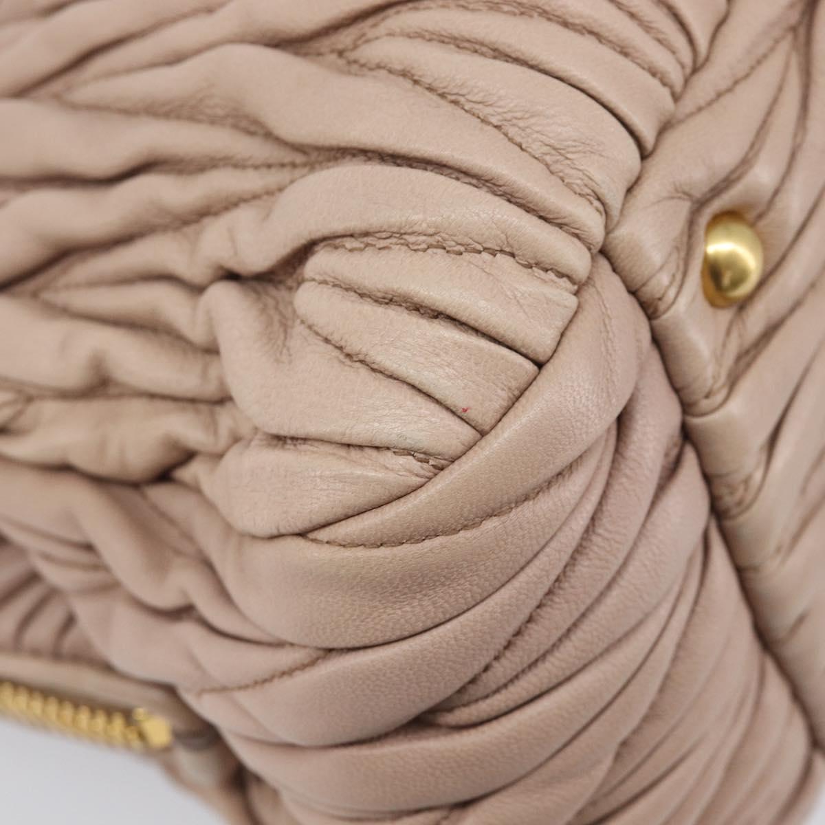 Miu Miu Matelasse Hand Bag Leather 2way Beige Gold Tone Auth 167614M