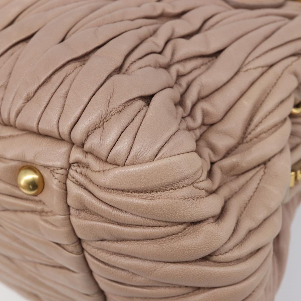 Miu Miu Matelasse Hand Bag Leather 2way Beige Gold Tone Auth 167614M