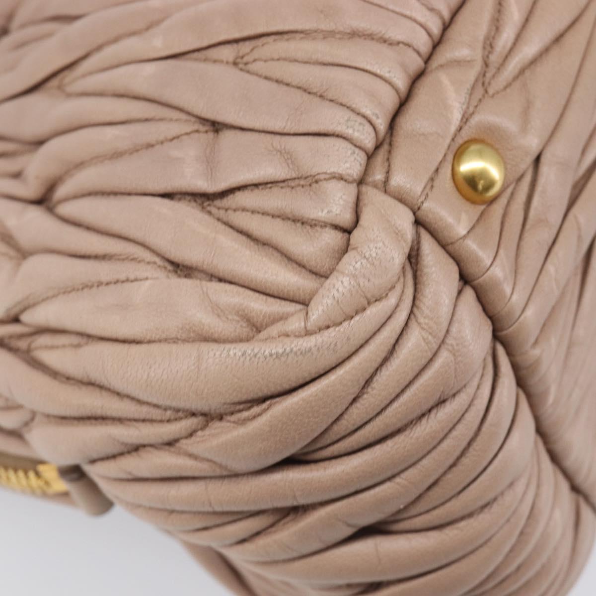 Miu Miu Matelasse Hand Bag Leather 2way Beige Gold Tone Auth 167614M