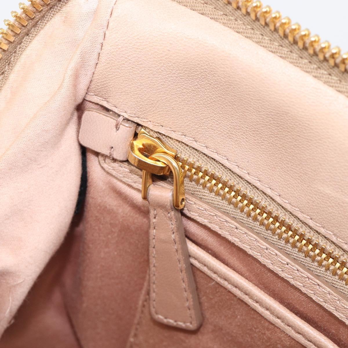 Miu Miu Matelasse Hand Bag Leather 2way Beige Gold Tone Auth 167614M