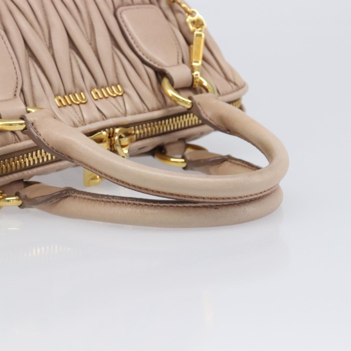 Miu Miu Matelasse Hand Bag Leather 2way Beige Gold Tone Auth 167614M