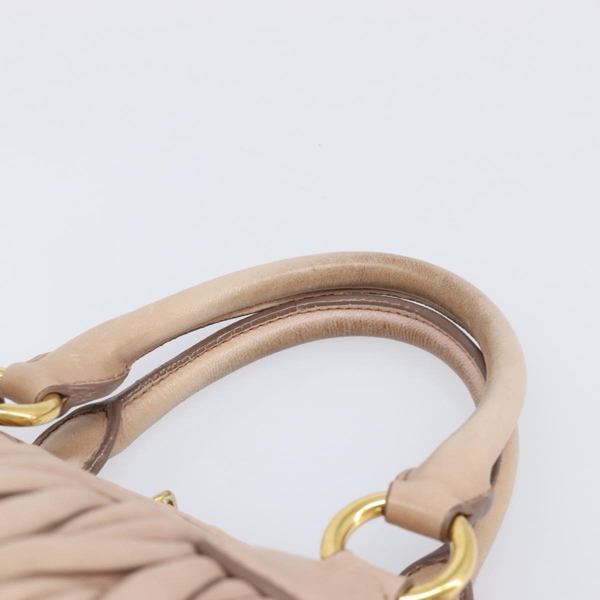 Miu Miu Matelasse Hand Bag Leather 2way Beige Gold Tone Auth 167614M