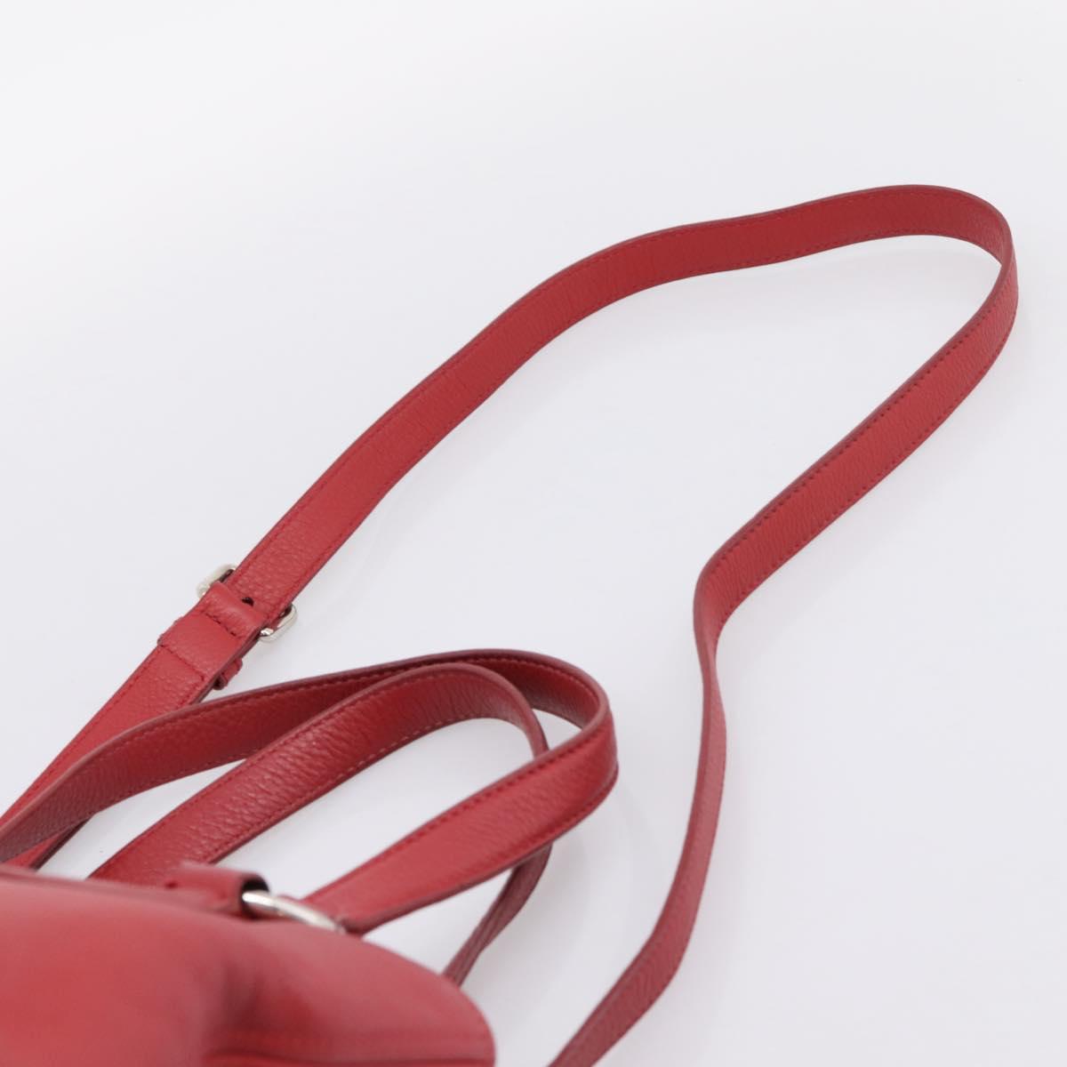 Miu Miu Hand Bag Leather 2way Red Silver Auth 167615M