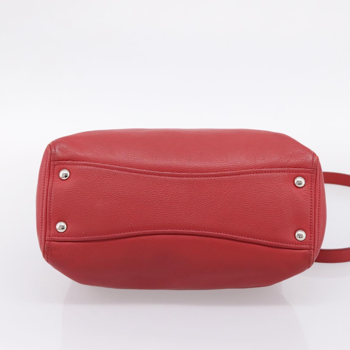 Miu Miu Hand Bag Leather 2way Red Silver Auth 167615M