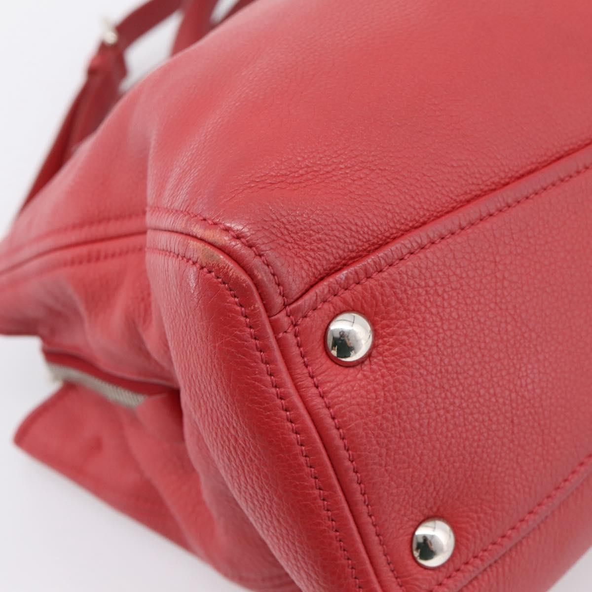 Miu Miu Hand Bag Leather 2way Red Silver Auth 167615M