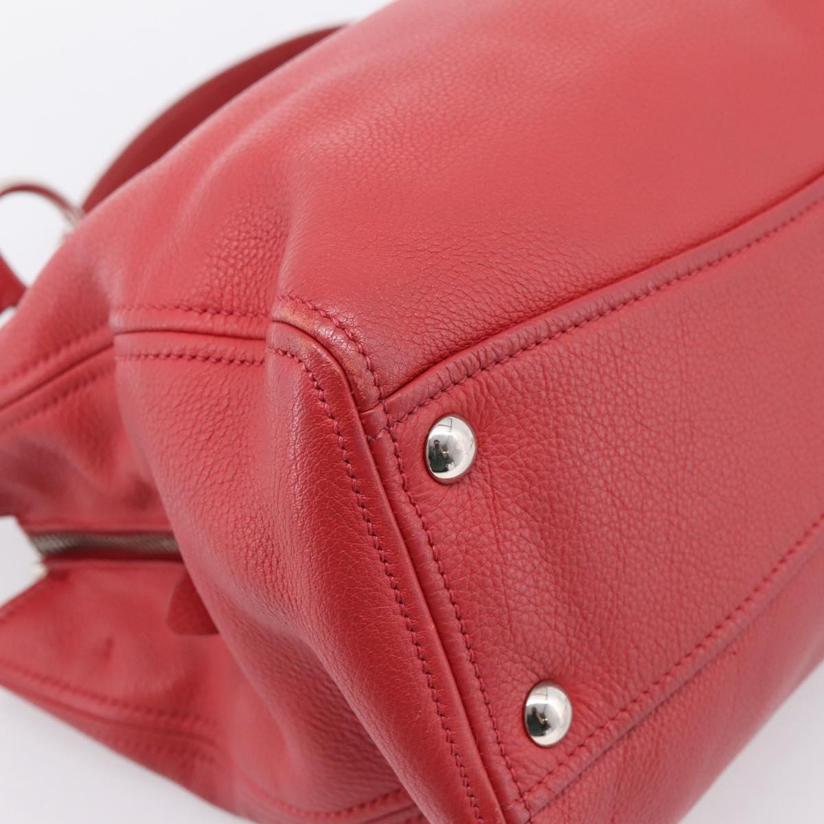 Miu Miu Hand Bag Leather 2way Red Silver Auth 167615M