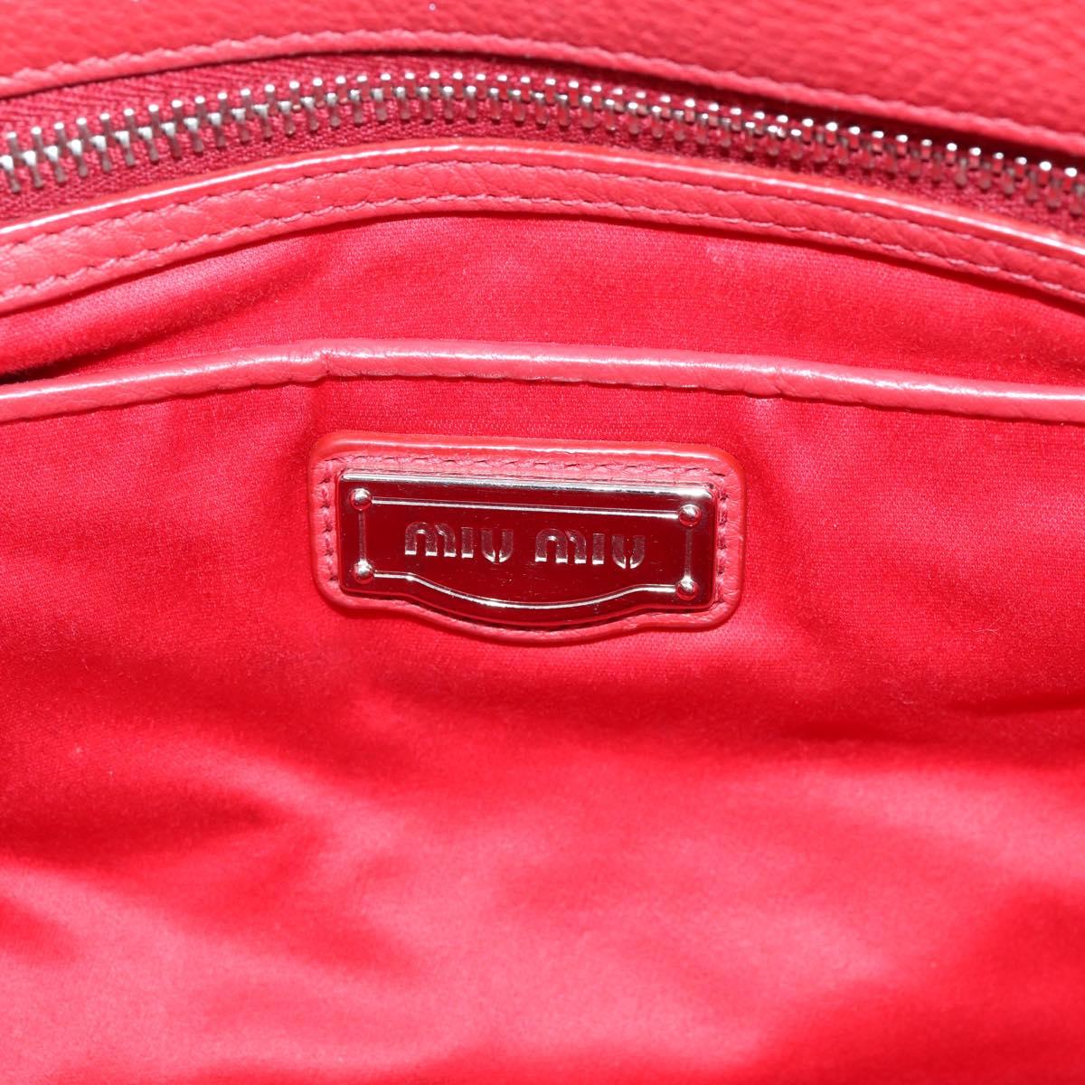 Miu Miu Hand Bag Leather 2way Red Silver Auth 167615M