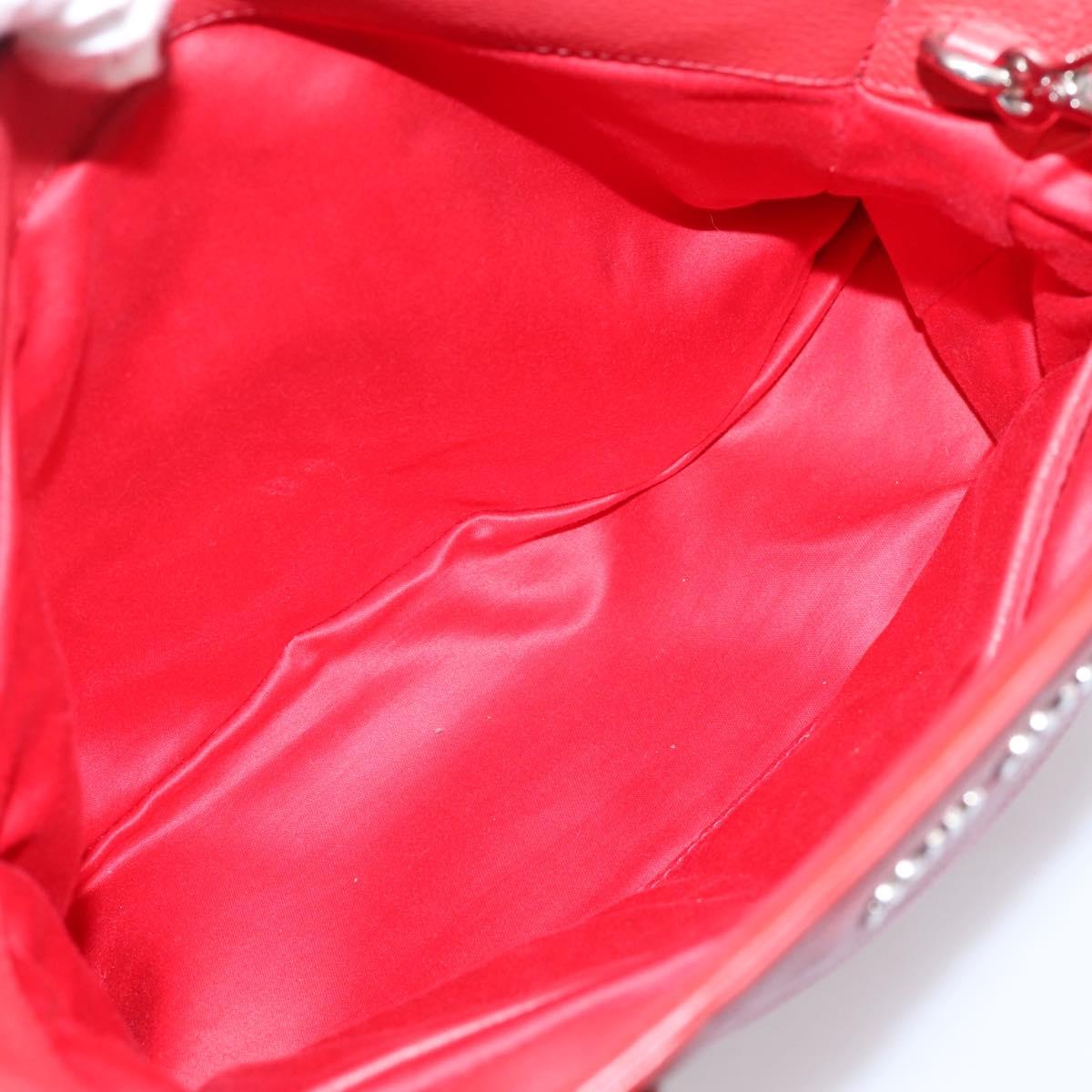 Miu Miu Hand Bag Leather 2way Red Silver Auth 167615M