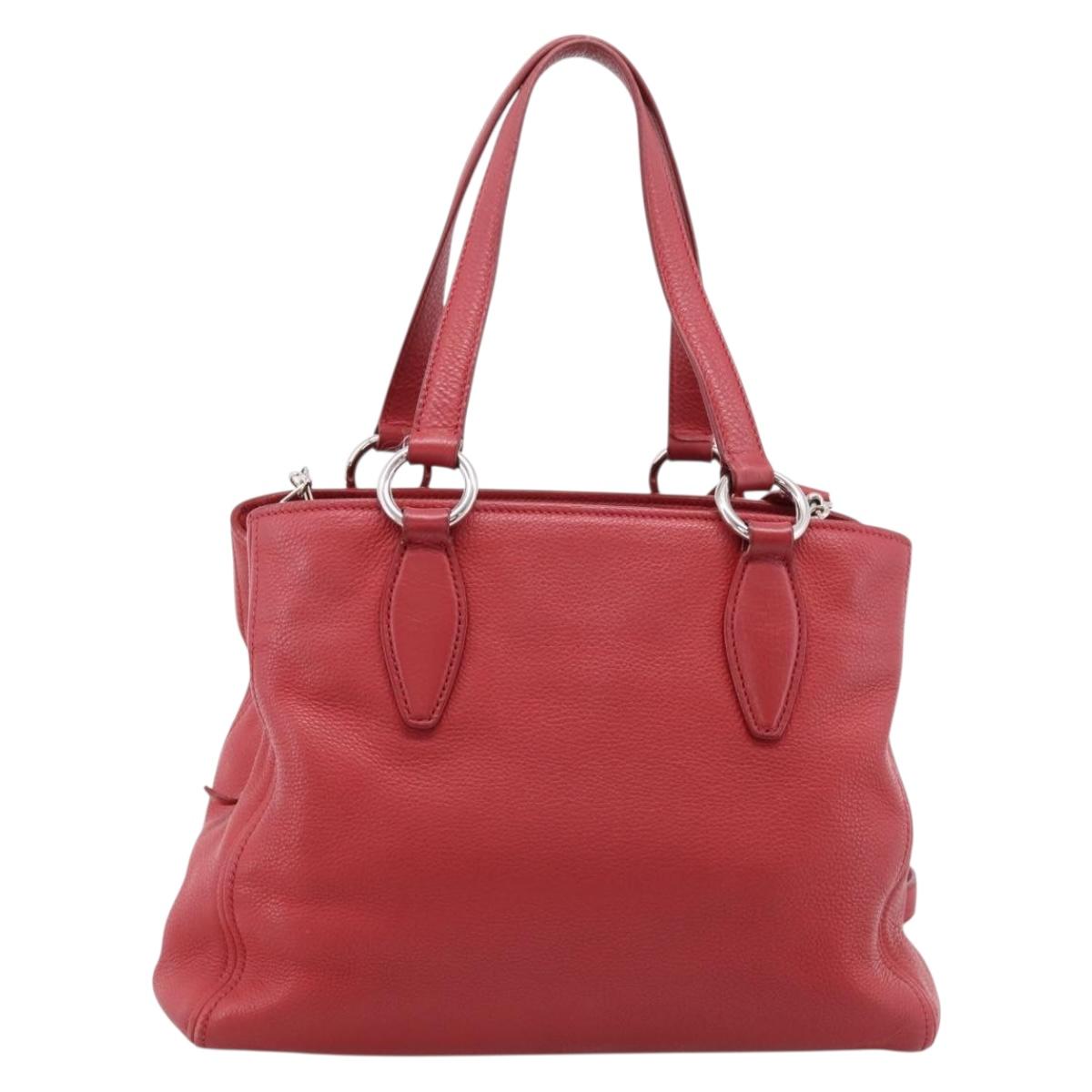 Miu Miu Hand Bag Leather 2way Red Silver Auth 167615M
