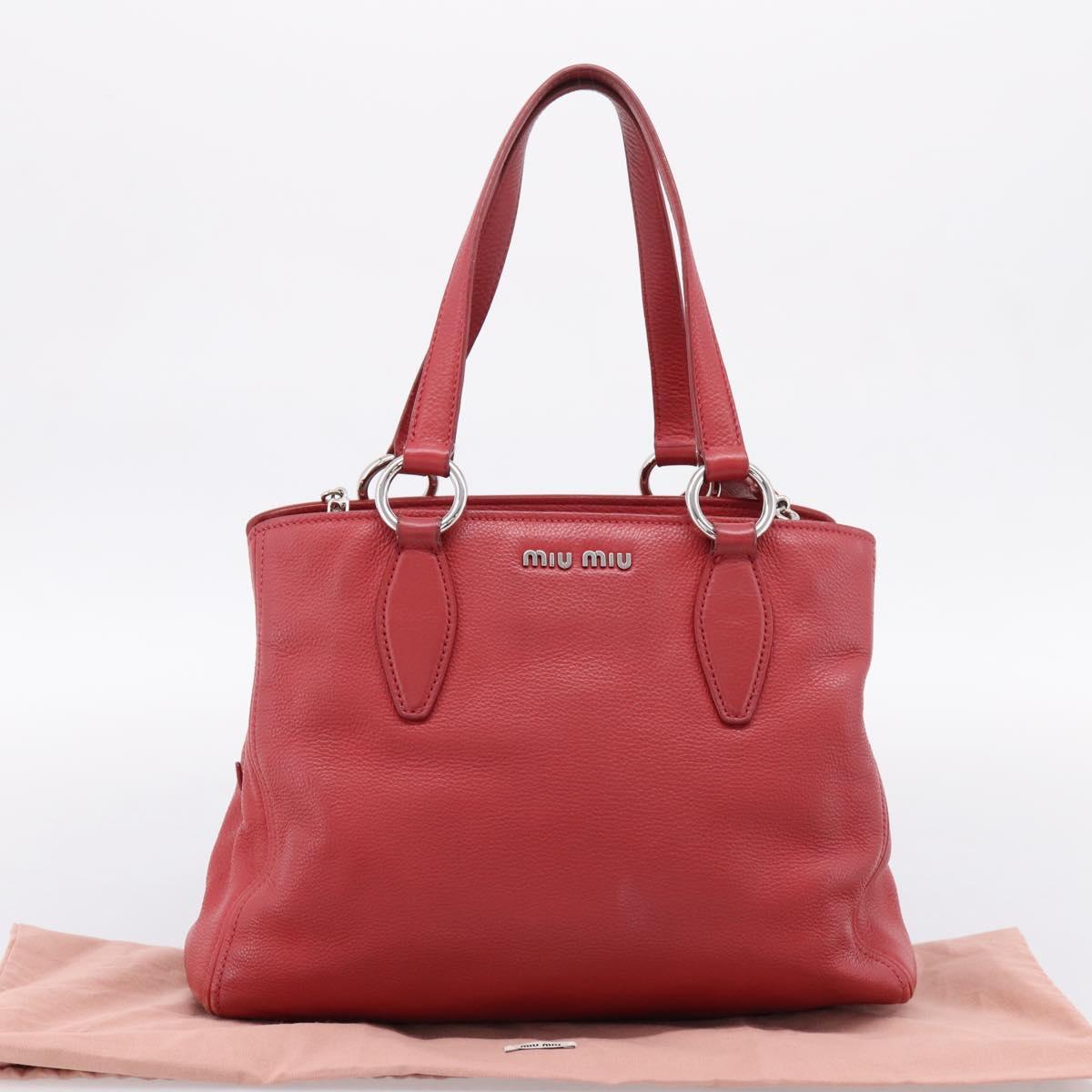 Miu Miu Hand Bag Leather 2way Red Silver Auth 167615M