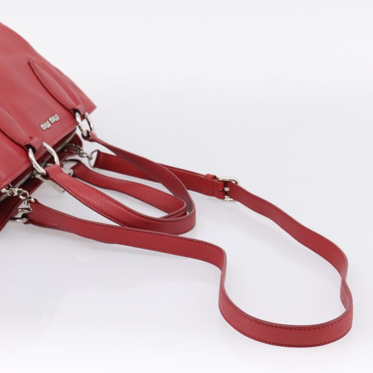 Miu Miu Hand Bag Leather 2way Red Silver Auth 167615M