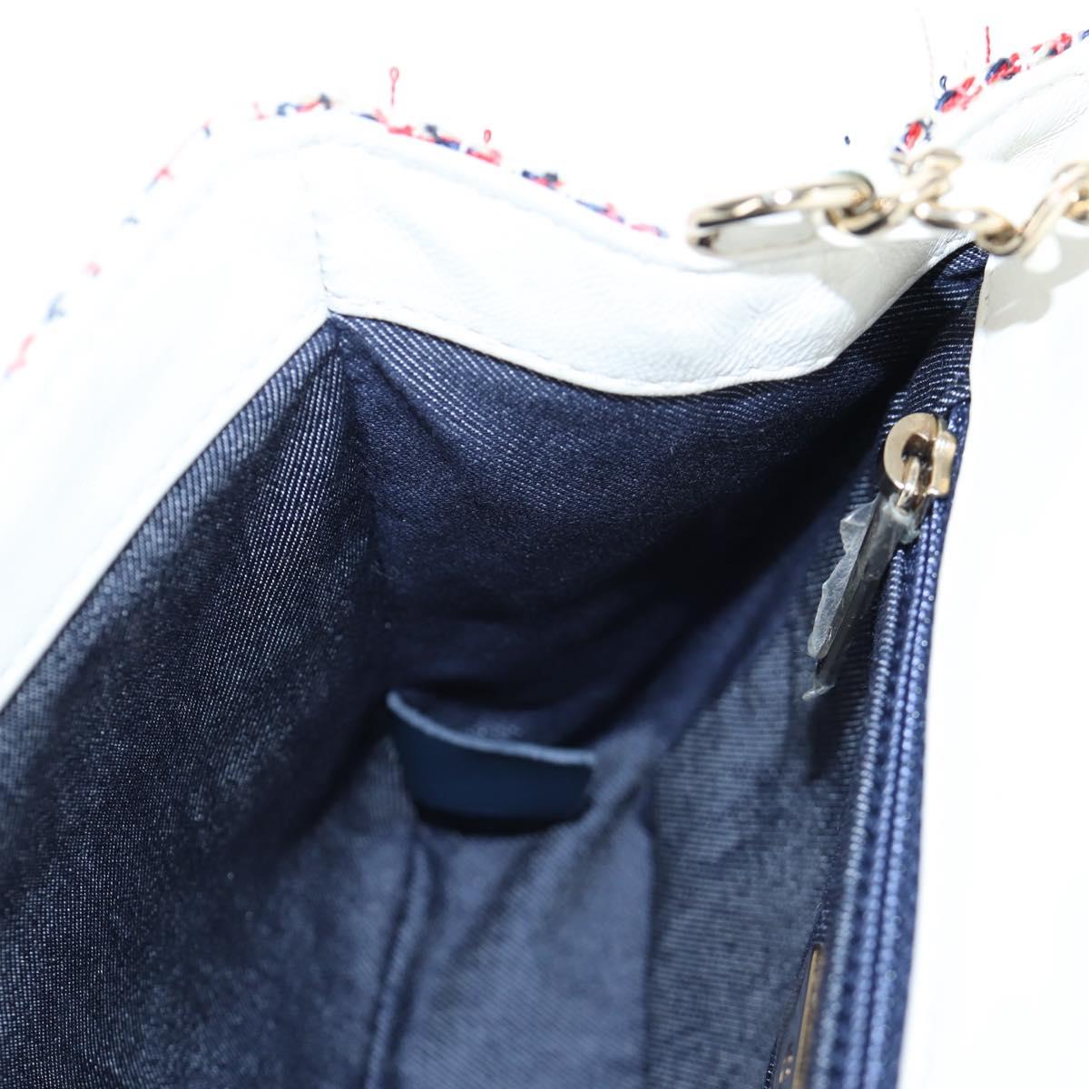 CHANEL Flap Pouch Chain Shoulder Bag Tweed Red Gold Tone CC Auth 167617SM