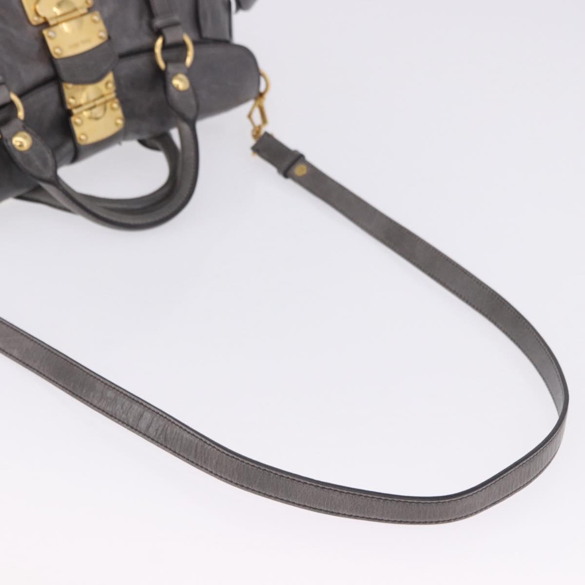 Miu Miu Hand Bag Leather 2way Gray Gold Tone Auth 167623M