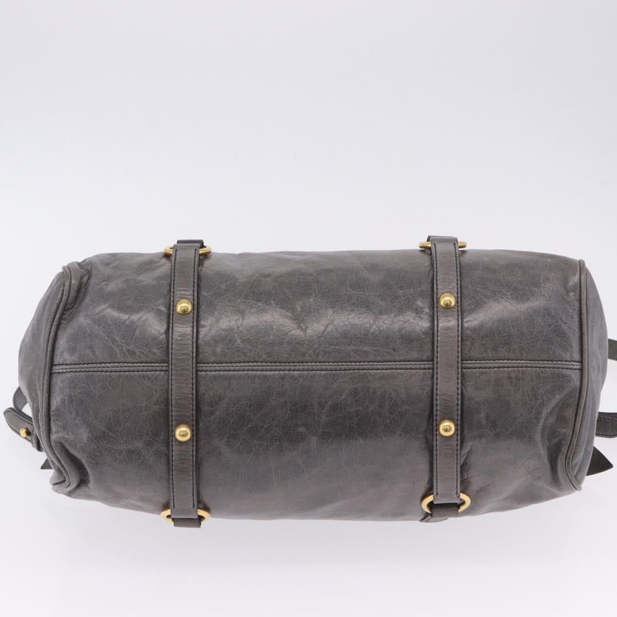Miu Miu Hand Bag Leather 2way Gray Gold Tone Auth 167623M