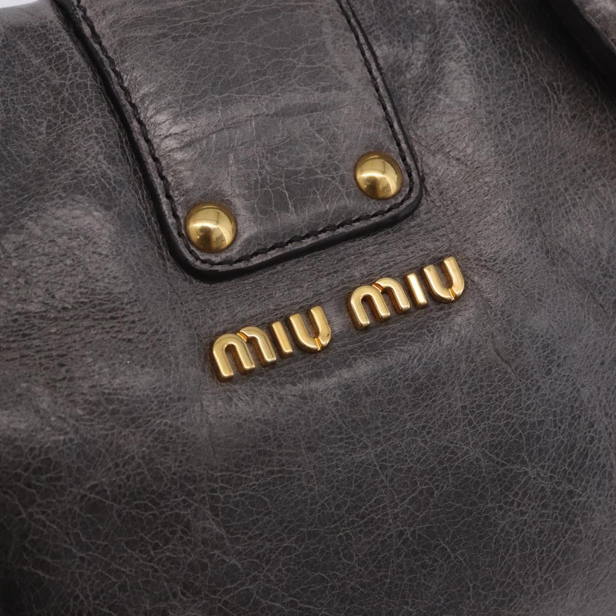 Miu Miu Hand Bag Leather 2way Gray Gold Tone Auth 167623M