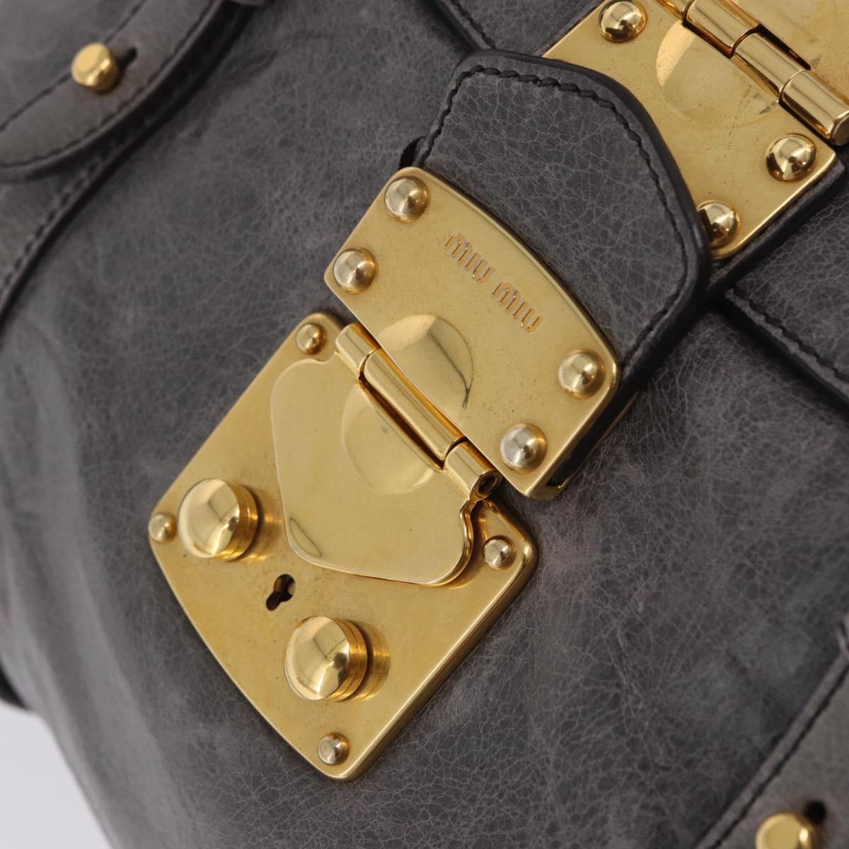 Miu Miu Hand Bag Leather 2way Gray Gold Tone Auth 167623M