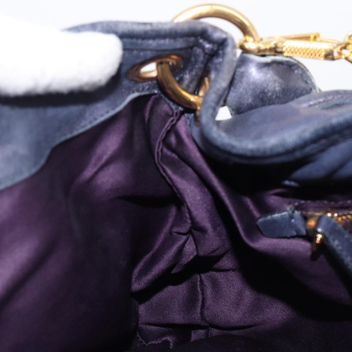 Miu Miu Matelasse Hand Bag Leather 2way Navy Gold Tone Auth 167624V