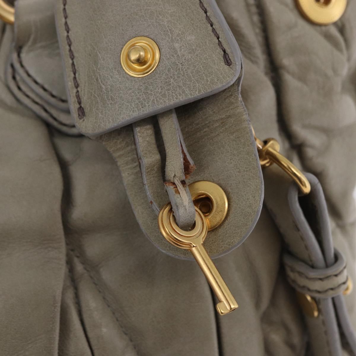 Miu Miu Matelasse Hand Bag Leather 2way Beige Gold Tone Auth 167625V