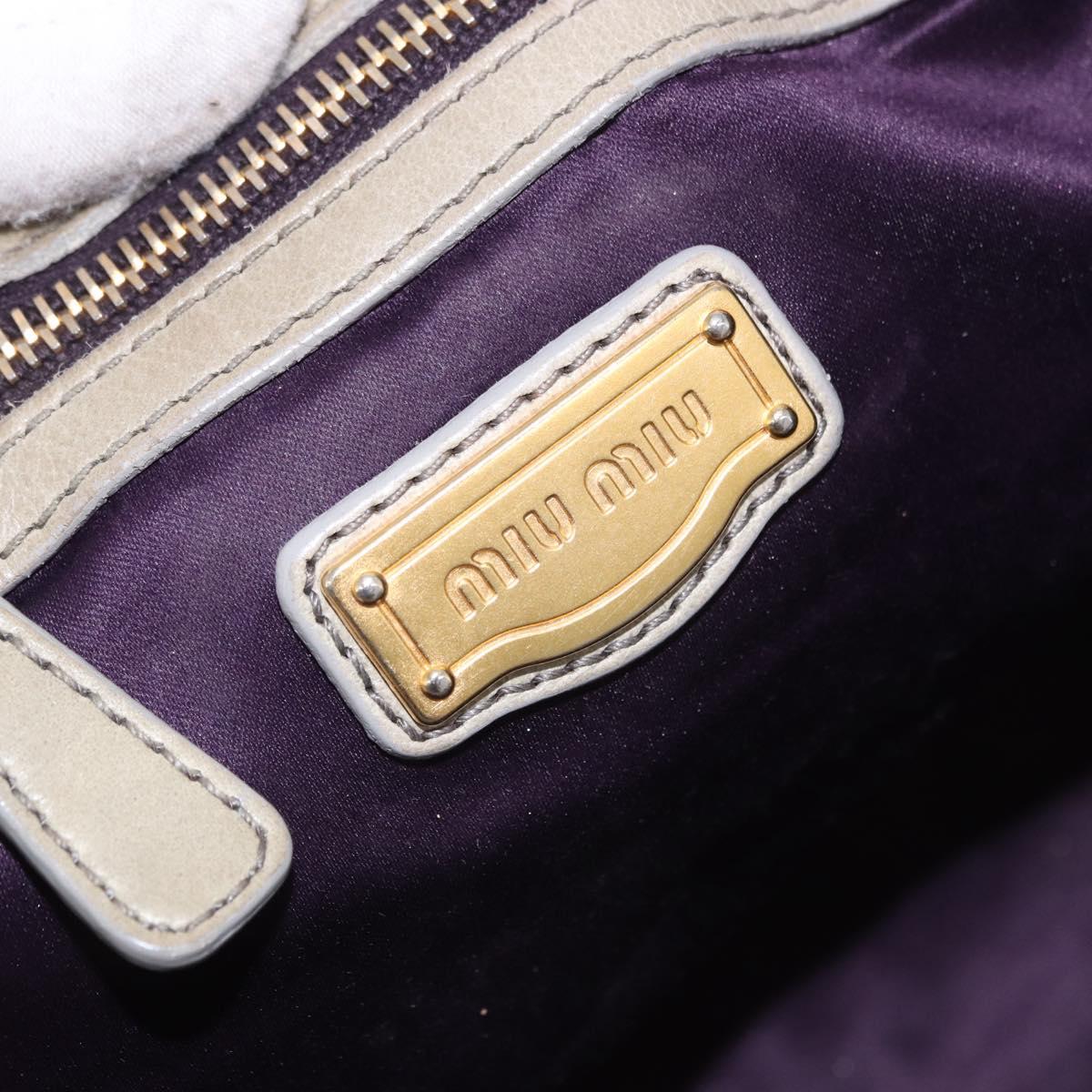 Miu Miu Matelasse Hand Bag Leather 2way Beige Gold Tone Auth 167625V