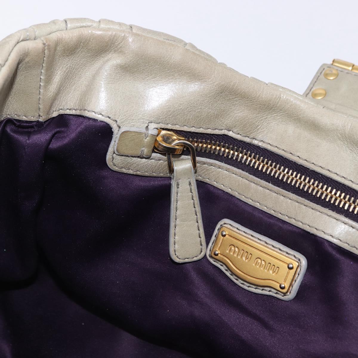 Miu Miu Matelasse Hand Bag Leather 2way Beige Gold Tone Auth 167625V