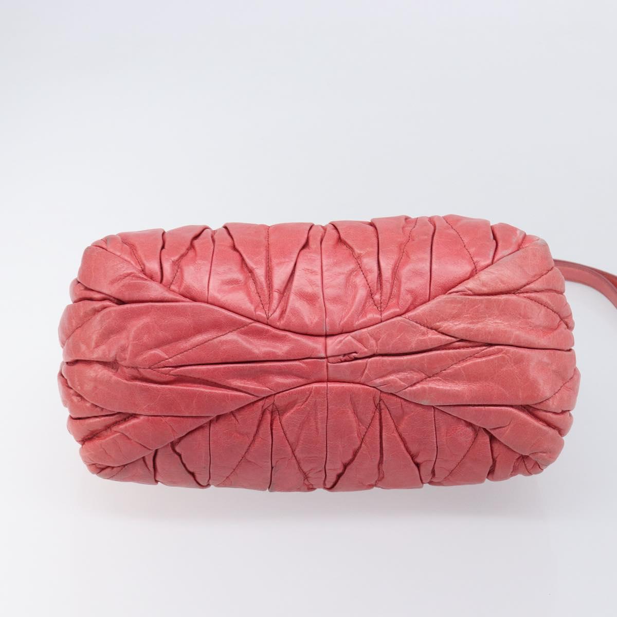 Miu Miu Matelasse Hand Bag Leather 2way Pink Gold Tone Auth 167626M