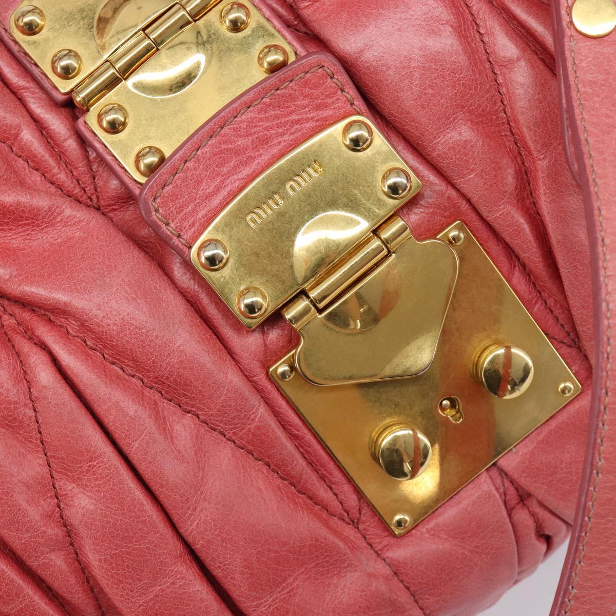 Miu Miu Matelasse Hand Bag Leather 2way Pink Gold Tone Auth 167626M