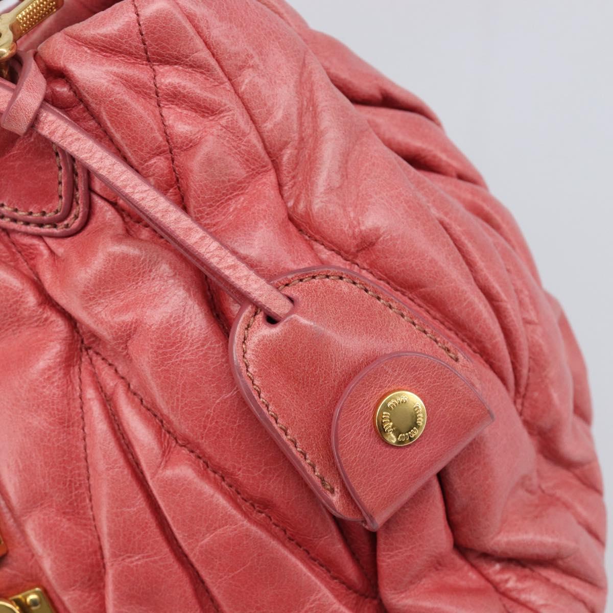 Miu Miu Matelasse Hand Bag Leather 2way Pink Gold Tone Auth 167626M