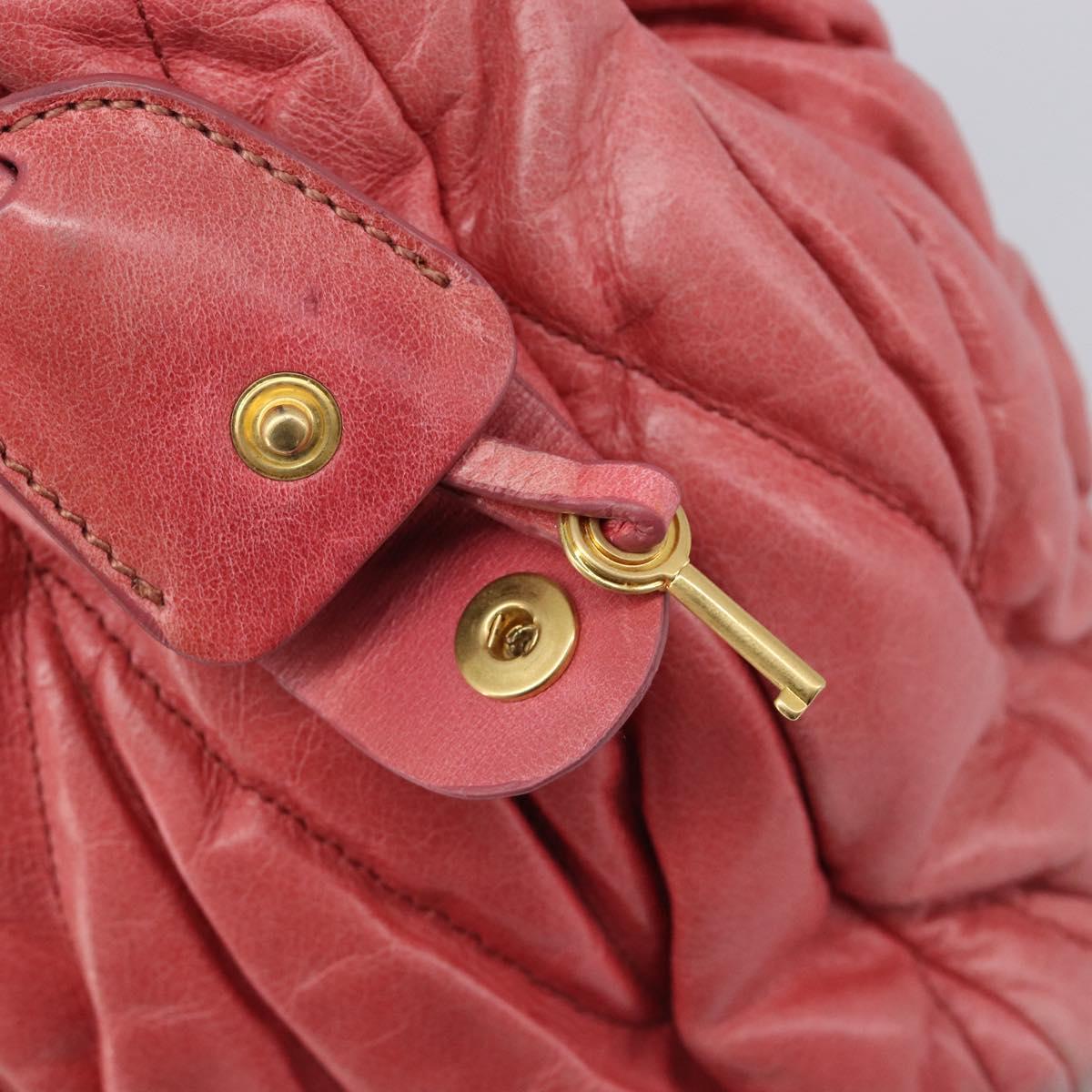 Miu Miu Matelasse Hand Bag Leather 2way Pink Gold Tone Auth 167626M