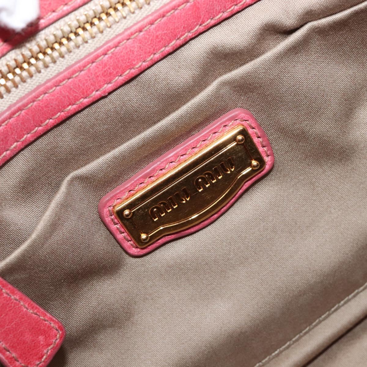 Miu Miu Matelasse Hand Bag Leather 2way Pink Gold Tone Auth 167626M