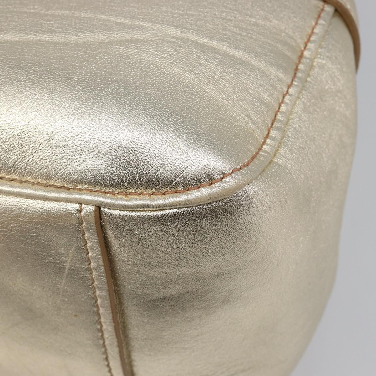 Miu Miu Hand Bag Leather Champagne Gold Gold Tone Auth 167627V