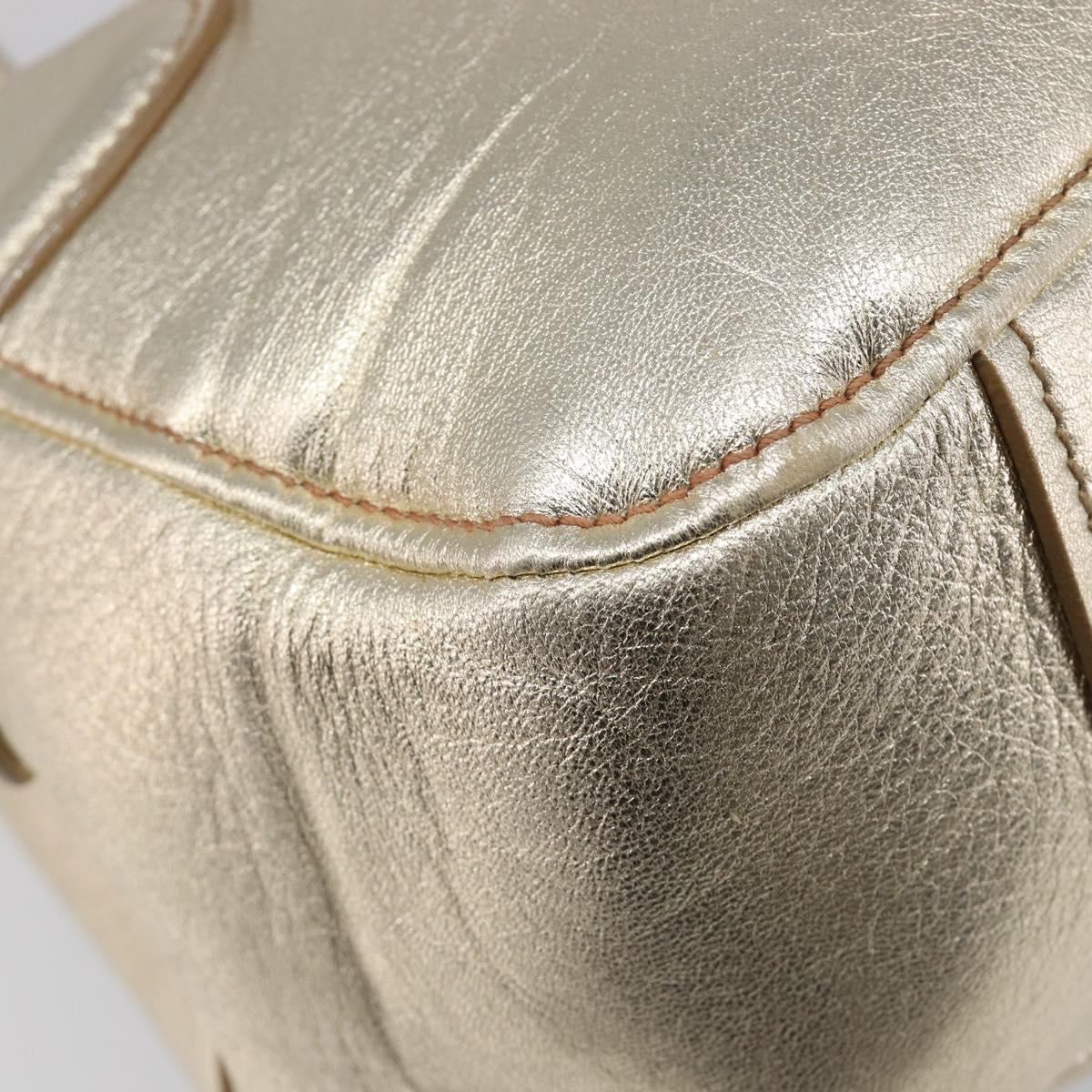 Miu Miu Hand Bag Leather Champagne Gold Gold Tone Auth 167627V