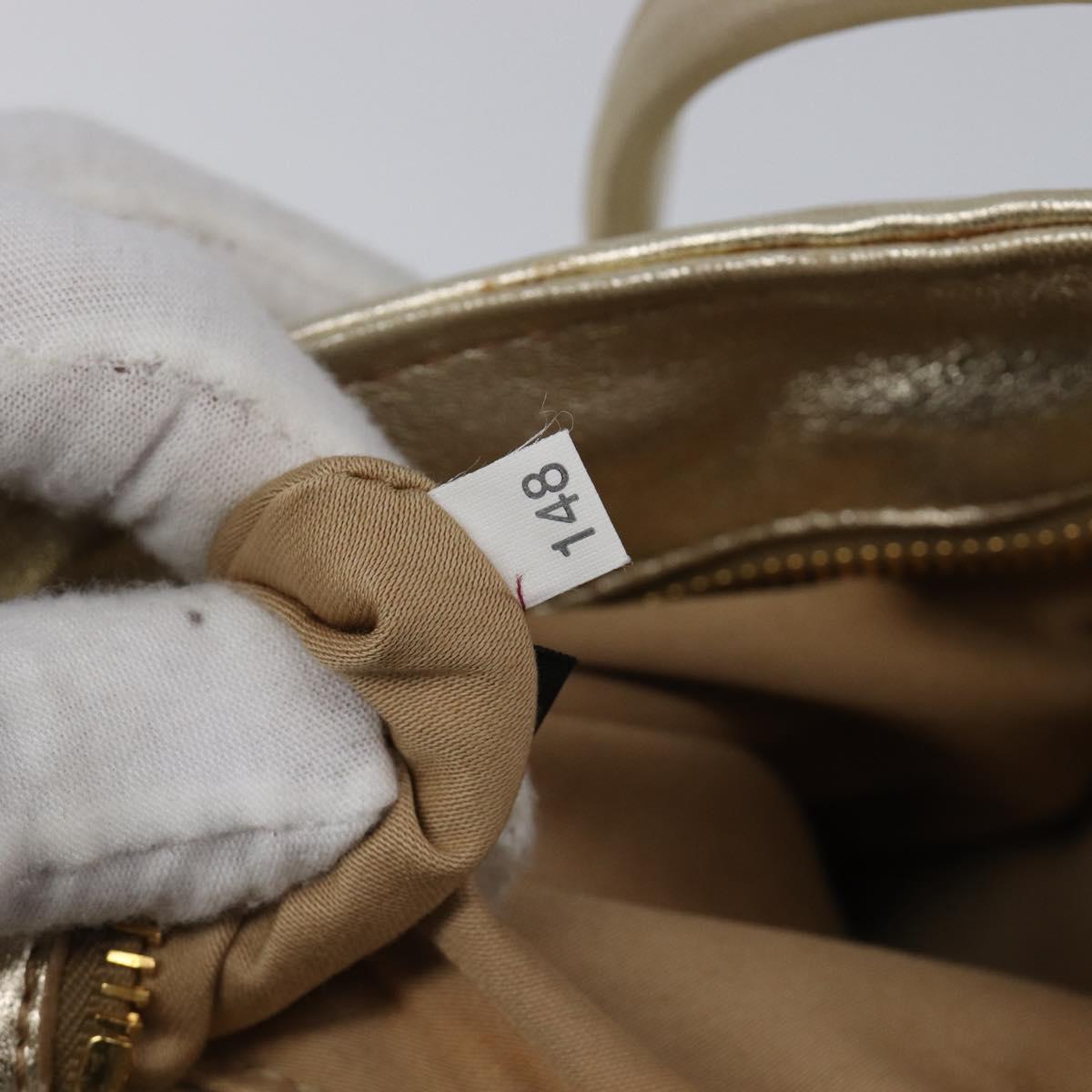Miu Miu Hand Bag Leather Champagne Gold Gold Tone Auth 167627V